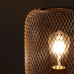 Crate lampada da tavolo in filo di metallo ottone anticato opaco d20 h27 cm
