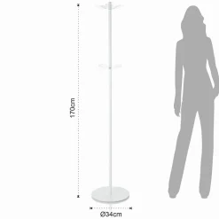 Creta appendiabiti in acciaio bianco opaco pomelli in acrilico trasparente h170xd34 cm