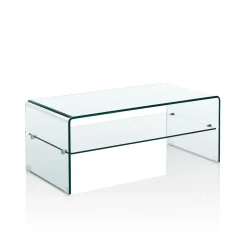 Cristal evo tavolino a ponte vetro curvo trasparente h40 l100 p50