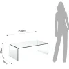 Cristal tavolino a ponte in vetro curvato 110x55 h35 cm