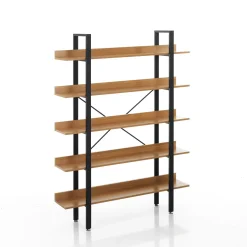 Cukin 5 evo libreria acciaio nero opaco 5 ripiani finitura faggio h171 l120 p28