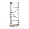 Cukin 6 evo libreria acciaio nero opaco 6 ripiani finitura faggio h185 l60 p28