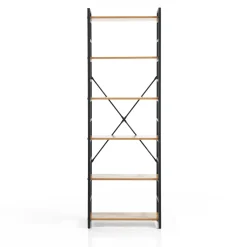Cukin 6 evo libreria acciaio nero opaco 6 ripiani finitura faggio h185 l60 p28