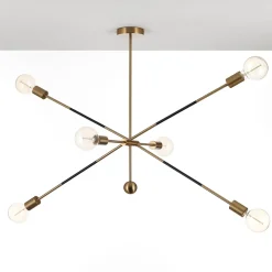 Devon b lampadario in acciaio nero e oro opaco 7 lampade d115xh80 cm