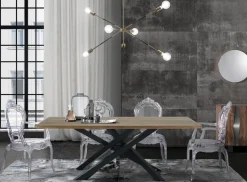 Devon b lampadario in acciaio nero e oro opaco 7 lampade d115xh80 cm