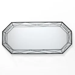 Diamond 120 specchiera da parete in metallo verniciato nero opaco dimensione 55x8 h120 cm