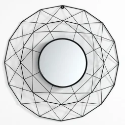 Diamond 70 specchiera da parete in metallo verniciato nero opaco d68x5 cm