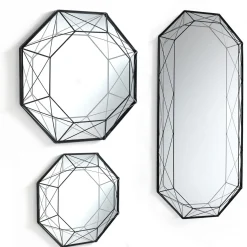 Diamond specchiera da parete in metallo verniciato nero opaco dimensione 45x8 h45 cm
