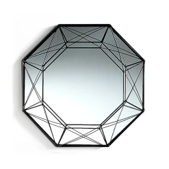 Diamond specchiera da parete in metallo verniciato nero opaco dimensione 45x8 h45 cm