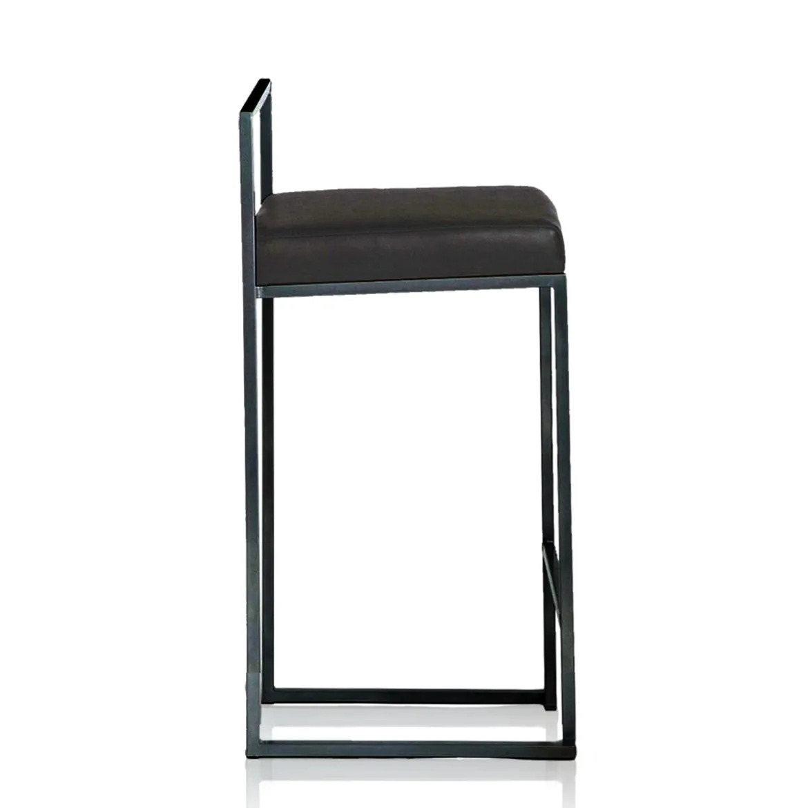Dodo black home sgabello pelle sintetica nera struttura metallo nero opaco cm h77 l41 p41 p.39