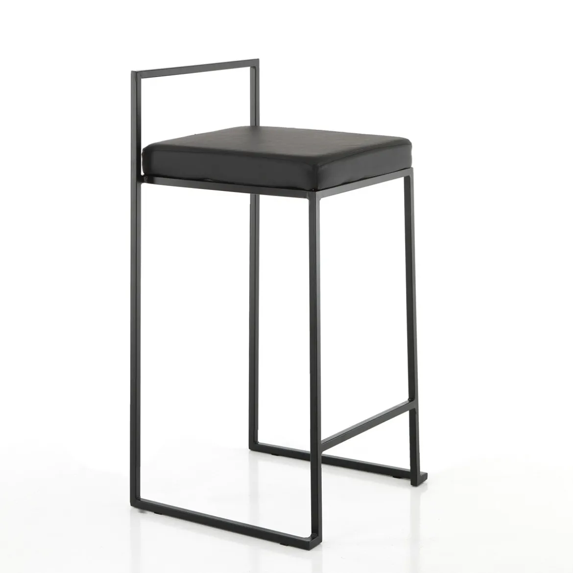 Dodo black home sgabello pelle sintetica nera struttura metallo nero opaco cm h77 l41 p41 p.39