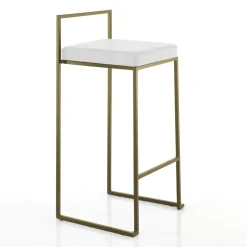 Dodo gold sgabello pelle sintetica bianca struttura metallo colore oro opaco cm.h88 l41 p41