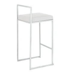 Dodo white sgabello in pelle sintetica e metallo colore bianco 41x41xh88