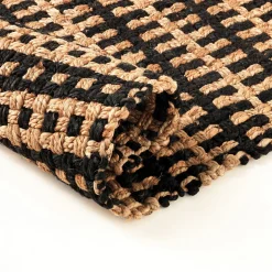 Doria tappeto corsia in juta colore naturale e nero lavorazione artigianale 60x180 cm