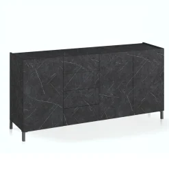 Eddy black marble madia grande finitura marmo nero opaco cm. h.84 l.174 p.40 made in italy