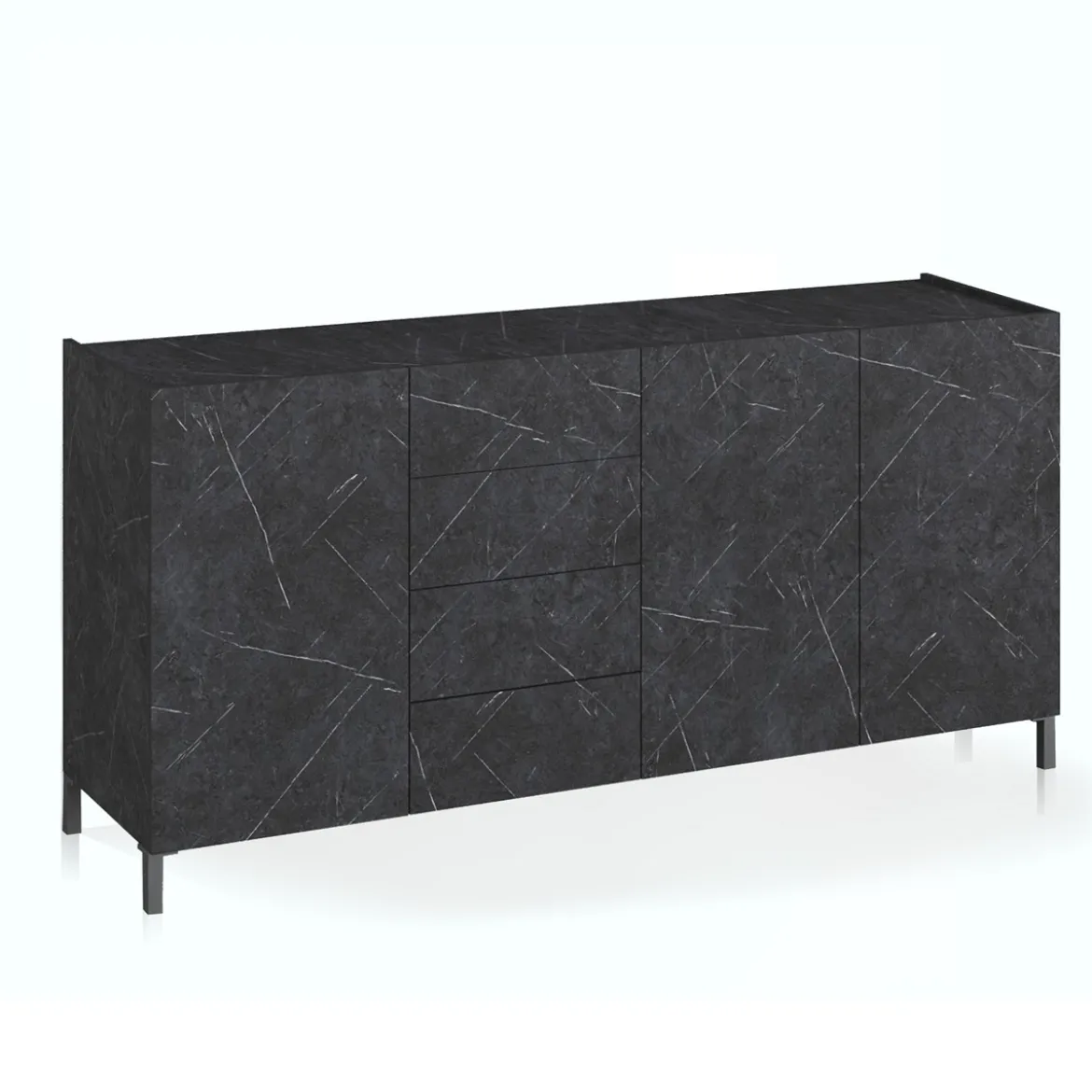 Eddy black marble madia grande finitura marmo nero opaco cm. h.84 l.174 p.40 made in italy