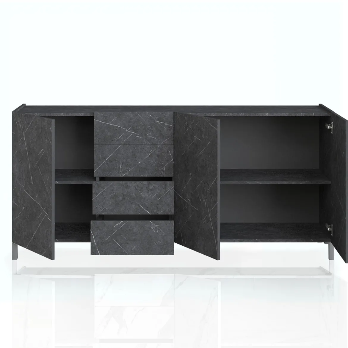 Eddy black marble madia grande finitura marmo nero opaco cm. h.84 l.174 p.40 made in italy