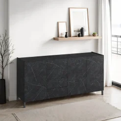 Eddy black marble madia grande finitura marmo nero opaco cm. h.84 l.174 p.40 made in italy