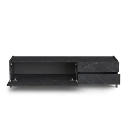 Eddy black marble porta tv 1 anta ribalta e 2 cassetti finitura marmo nero opaco 160x40xh42 cm