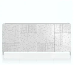 Eddy graphic madia grande laccata colore bianco lucido ante serigrafate cm. h.84 l.174 p.40 made in italy