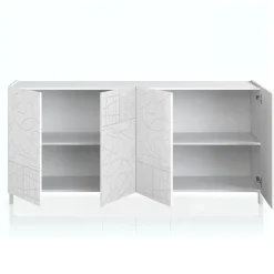 Eddy graphic madia grande laccata colore bianco lucido ante serigrafate cm. h.84 l.174 p.40 made in italy
