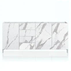 Eddy white marble madia grande finitura marmo bianco calacatta opaco cm. h.84 l.174 p.40 made in italy