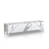 Eddy white marble porta tv 1 anta ribalta e 2 cassetti finitura marmo bianco opaco calacatta 160x40xh42 cm