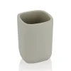 Elegant bicchiere portaspazzolini in ceramica colore tortora 7x7 h10 cm