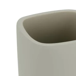 Elegant bicchiere portaspazzolini in ceramica colore tortora 7x7 h10 cm