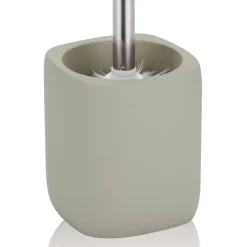 Elegant portaspazzolino toilette in ceramica colore tortora 10x10 h12/38 cm