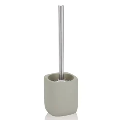 Elegant portaspazzolino toilette in ceramica colore tortora 10x10 h12/38 cm