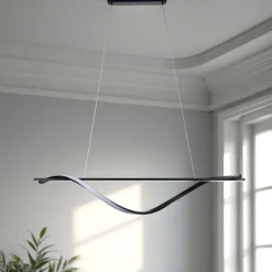 Elika lampadario led in alluminio nero opaco cavo regolabile 100x25 h16 cm