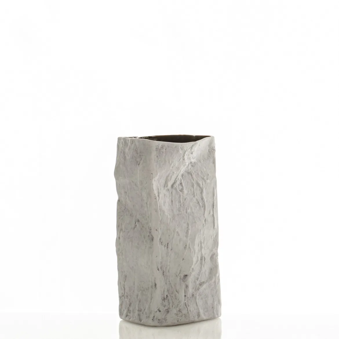 Erik-b vaso in ceramica effetto pietra colore grigio chiaro finitura opaca 16x16x30 cm