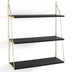 Fast big black mensola da parete nero opaco e oro opaco 60x20xh75 cm