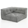 Fjulia-b divano 2 posti in rattan sbiancato rivestimento 100% cotone grigio scuro 160x80xh70 cm