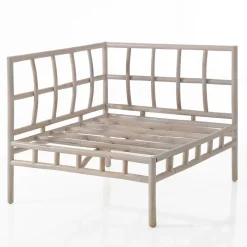 Fjulia-b divano 2 posti in rattan sbiancato rivestimento 100% cotone grigio scuro 160x80xh70 cm