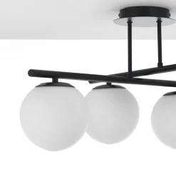 Galaxy black lampadario in metallo nero opaco sfere in vetro bianco opaco cm.60x60 h30 cm
