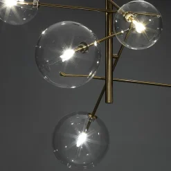 Galaxy lampadario in metallo verniciato ottone con sfere in vetro d80 h80 cm