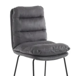 Gana sgabello imbottito madison in microfibra effetto velluto grigio e acciaio nero opaco h110 cm