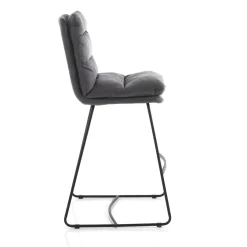 Gana sgabello imbottito madison in microfibra effetto velluto grigio e acciaio nero opaco h110 cm
