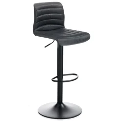 Garbo black sgabello bar in pelle sintetica effetto invecchiato colore nero regolabile in altezza h86/106 l40 p48 cm