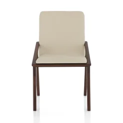 Gemma sedia legno massello finitura noce scuro pelle sintetica beige h86 l51 p61