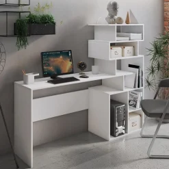 Ghea Scrivania / Libreria finitura Larice Bianco, 158 x 39.5 x h 135 cm