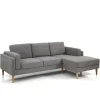 Giada divano angolare rivestito in tessuto grigio l230 p85/148 h85 cm