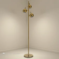 Globe brass lampada da terra in acciaio finitura ottone cm d27 h165
