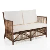 Granada white divano 2 posti in rattan con cuscini in cotone per interno/esterno 116x70xh84 cm