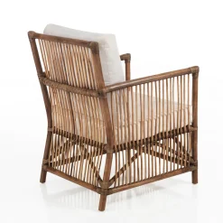 Granada white poltroncina in rattan con cuscini in cotone per interno/esterno 60x67xh84 cm