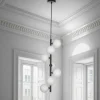 Grapes lampadario in acciaio nero opaco 7 sfere vetro bianco opaco 30x30xh75 cm