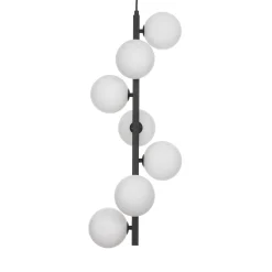Grapes lampadario in acciaio nero opaco 7 sfere vetro bianco opaco 30x30xh75 cm
