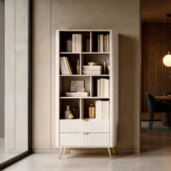 Gretha beige libreria colore beige opaco 2 cassetti h1938 l882 p38